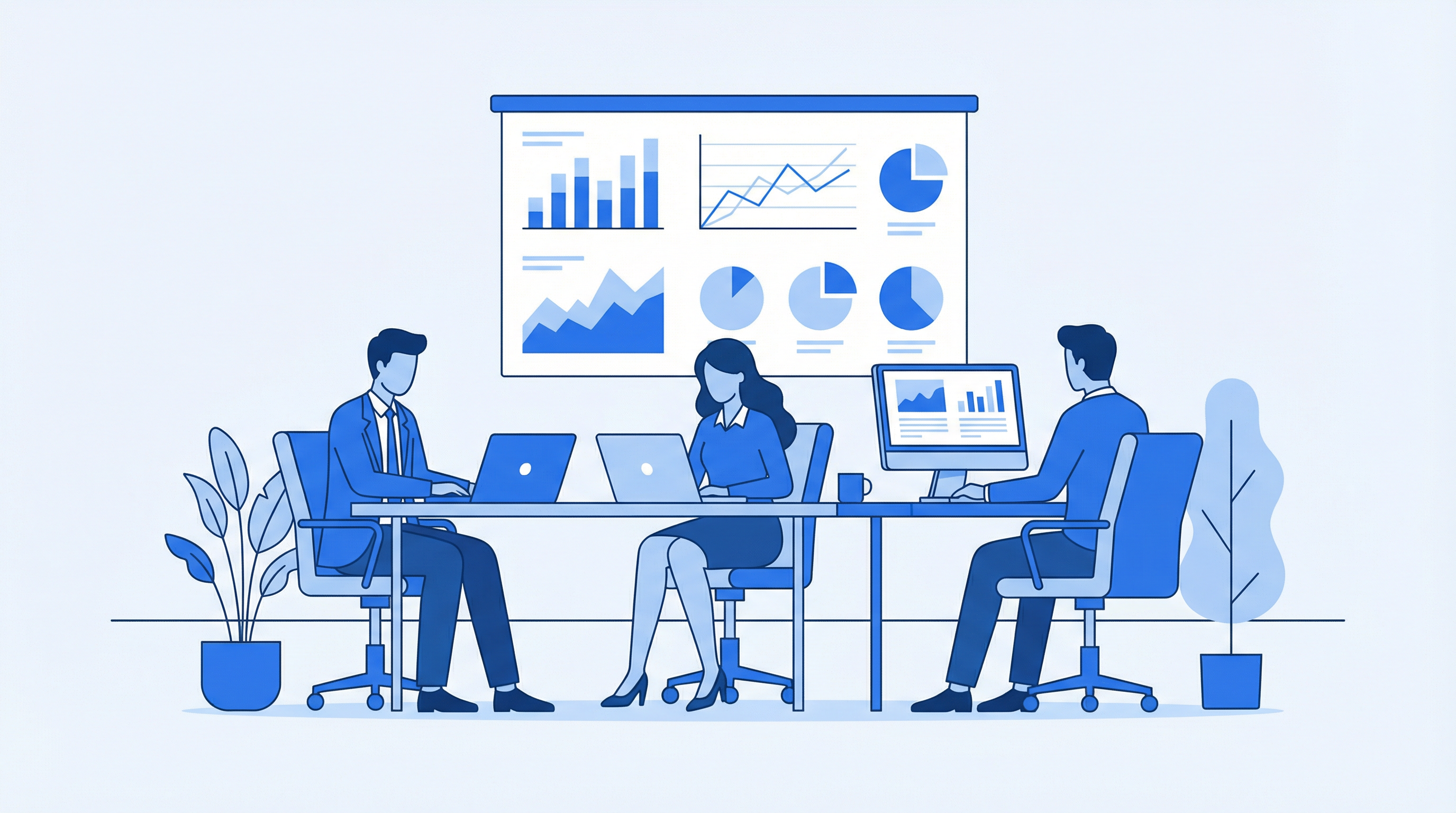 Equipe trabalhando em soluções